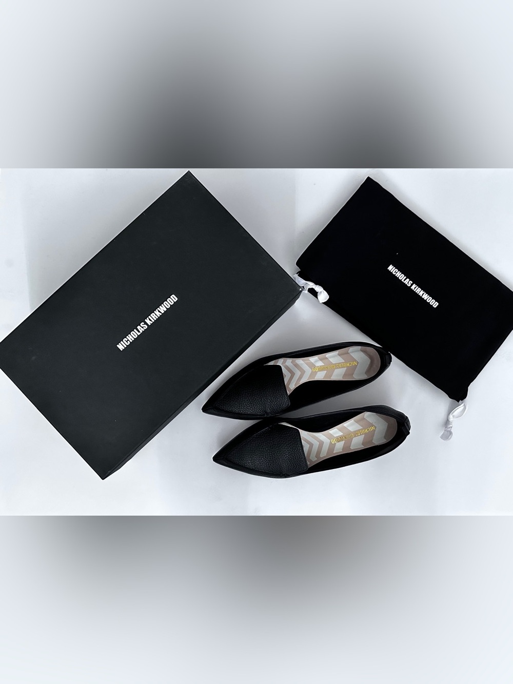 Nicholas Kirkwood Beya Black Leather Flats